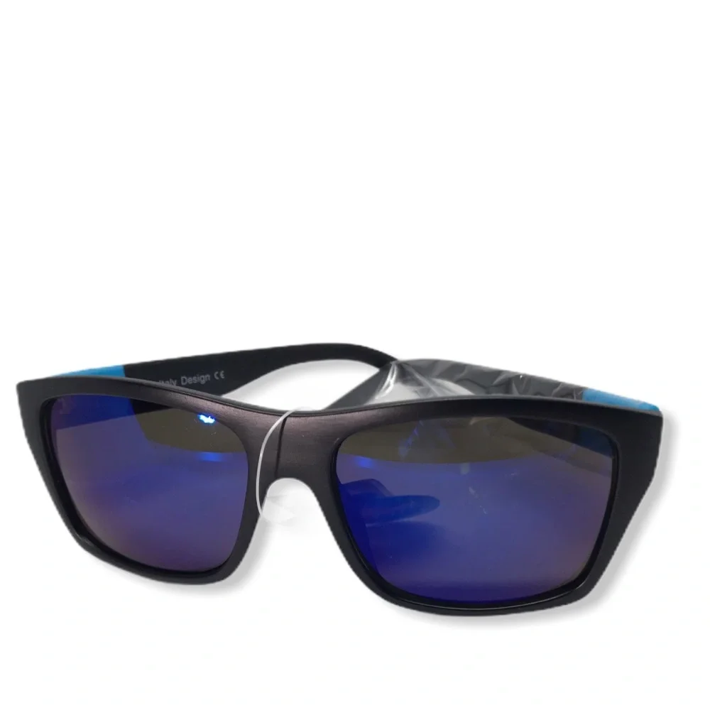 Black and Blue Mirrored Sunglasses Retro Deadstock Unisex Minimalist Style